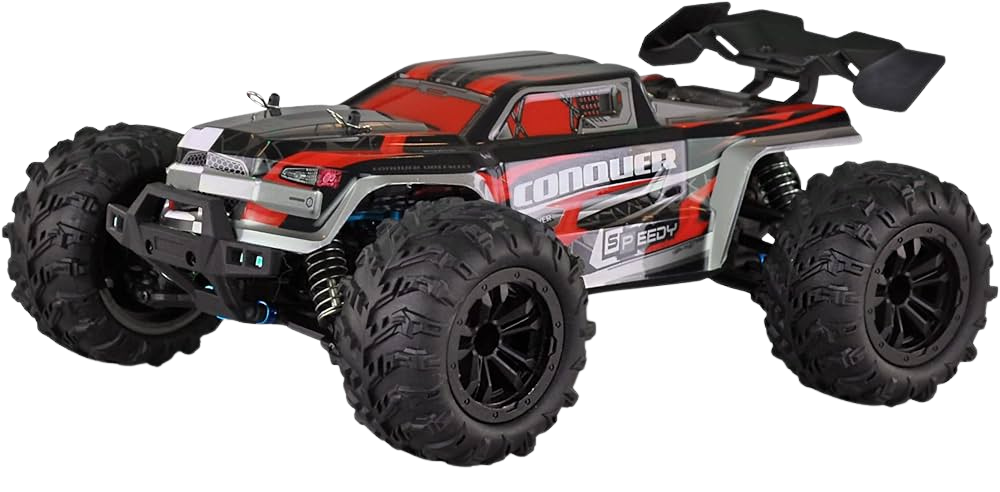 Voiture RC monster truck noire et rouge
