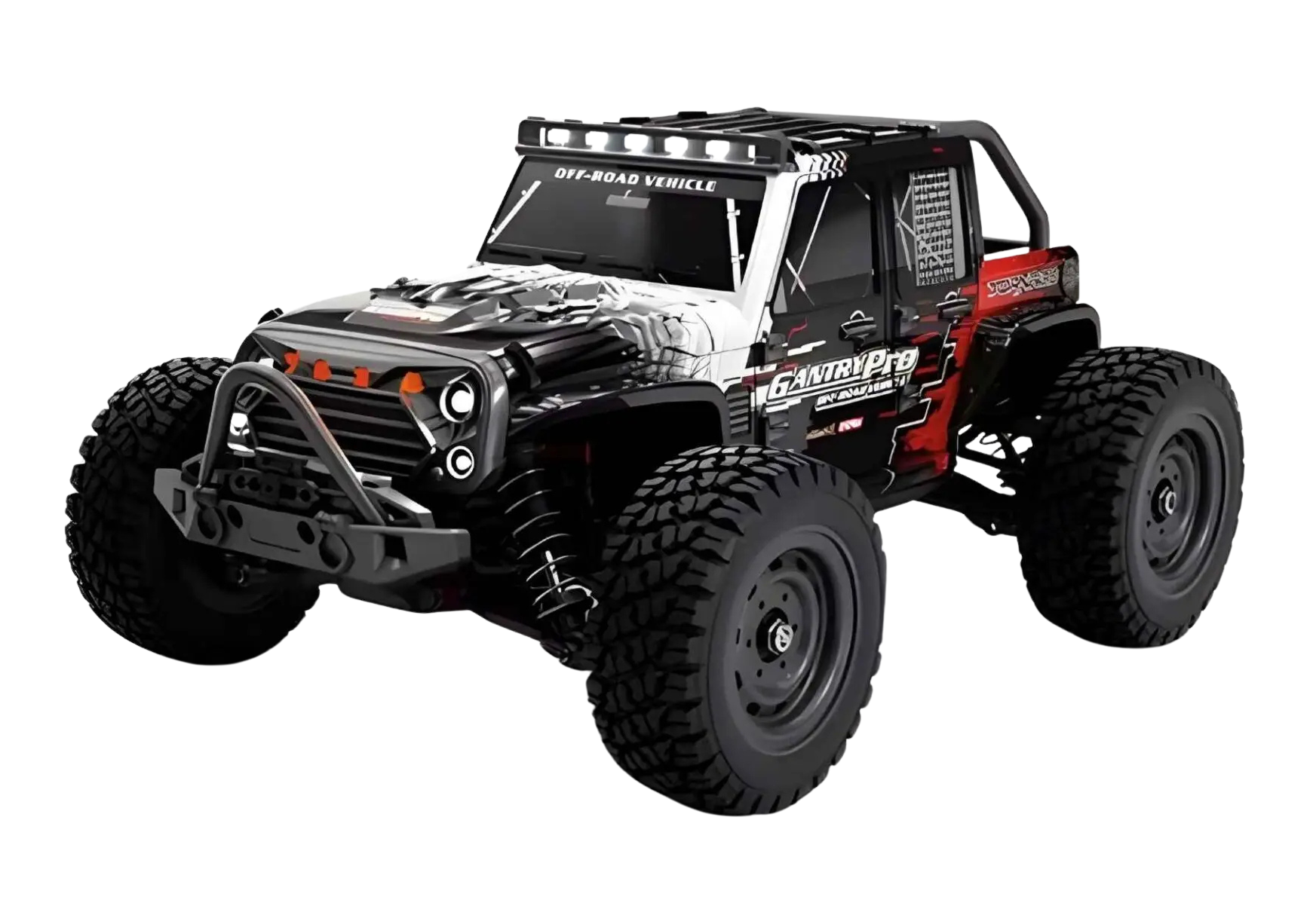 Voiture RC crawler noire et blanche